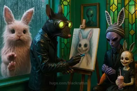 Dr. Rat and Friends on a Rainy Afternoon by blackrattus