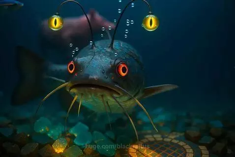 Catfish and Pig in the Sea by blackrattus