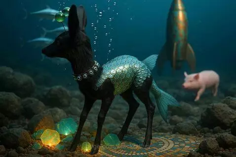 Aqua deer and her rocket by blackrattus