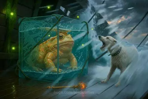 King Toad vs. Wolfhound by blackrattus