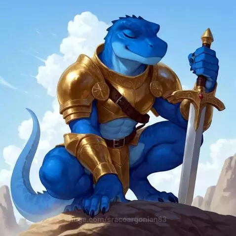 Argonian warrior blue color scales keeping watch for enemies... by sracoargonian83