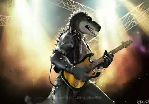 A t-rex enjoying rocking rolling 😁 awesomeness by sracoargonian83