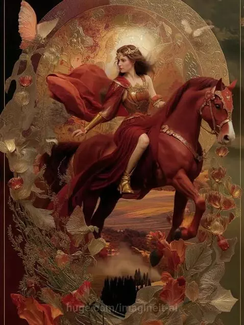 Romantic Lady Horse Riding (stylised) by imagineit-ai