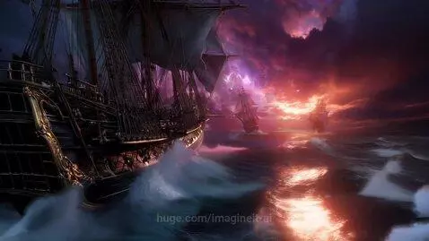 Battleships in rough sea by imagineit-ai