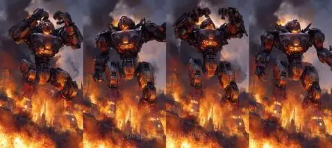 Mecha on fire by pixeleditor