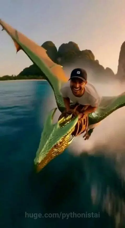 Flying Golden Dragon by the Sea 🐲🔥🌊 by pythonistai