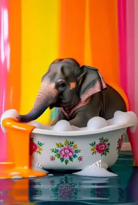 Elephant enjoys the bath by karusel