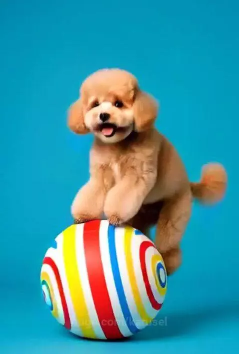 Poodle Dog play Ball by karusel