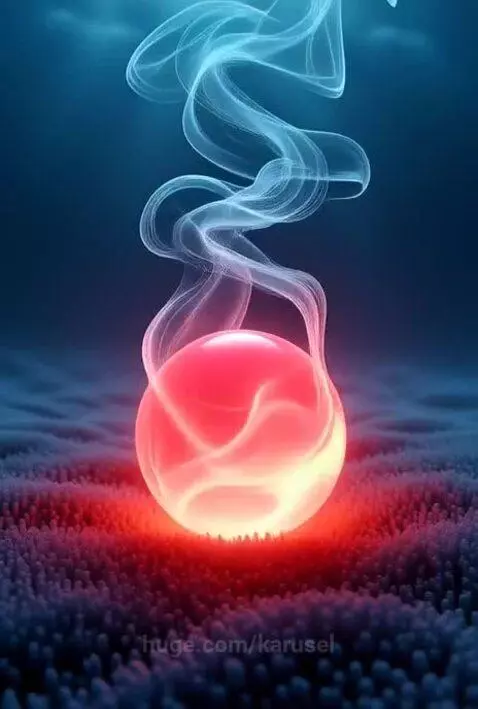 Glowing ball and smoke on symthetic carpet by karusel