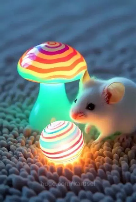 Cute mouse and Glowing Mushroom glass LSD lamp Ikea by karusel