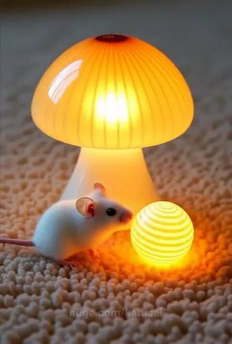 Cute mouse and Glowing Mushroom glass LSD lamp Ikea by karusel