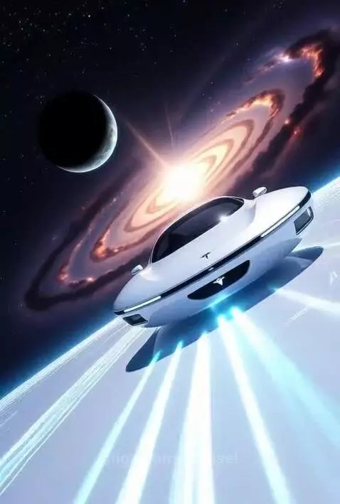 Tesla speed racing in Space by karusel