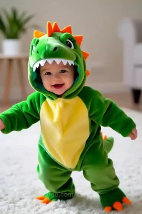 baby todler wears crocodile costume by karusel