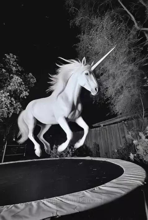 unicron jumping at night on trampoline shot at night survail... by karusel