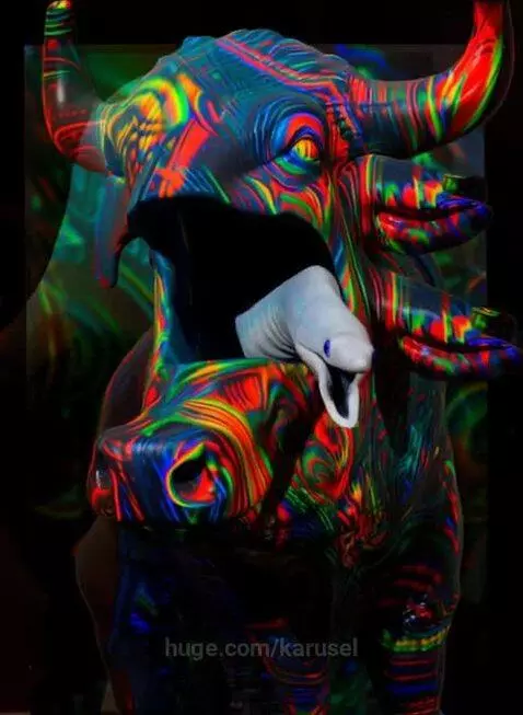 3d sculpted animated psychedelic animalistic  art by karusel