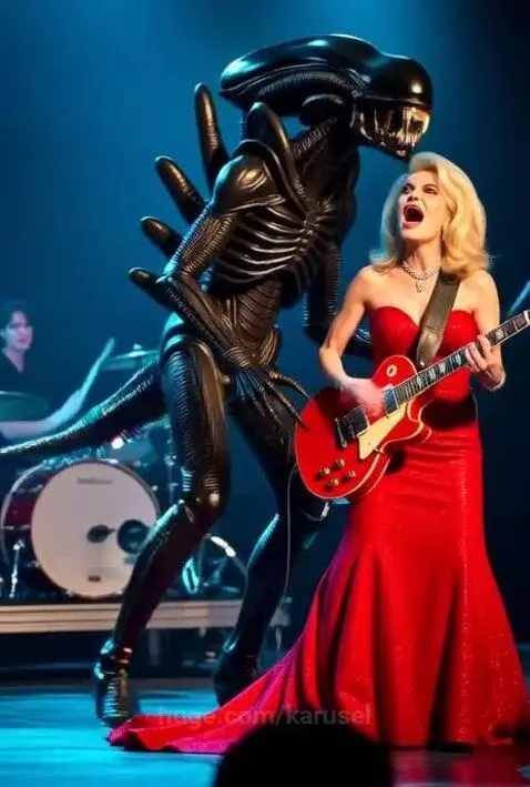 alien xenomorph stage singing concert by karusel