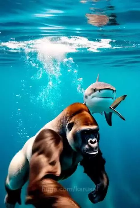 Gorilla punched a Shark by karusel