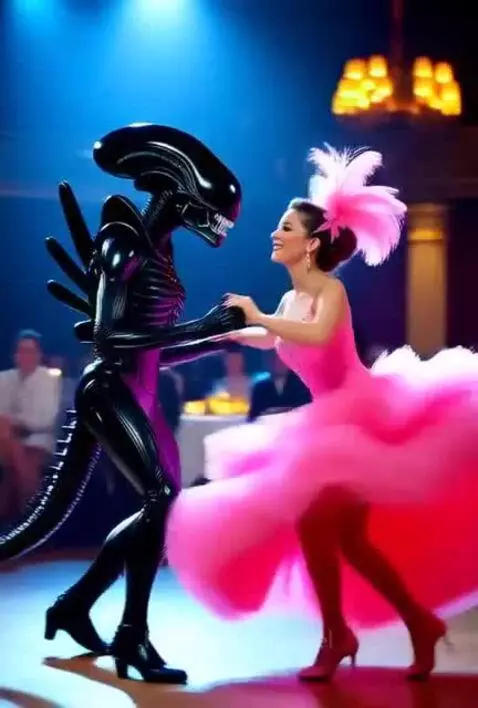 Xenomorph alien dancing waltz Ballroom dance competition by karusel