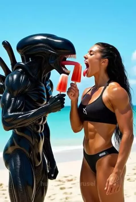 Alien girls eat popsicle by karusel