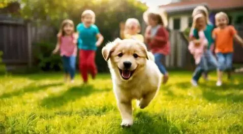 Happy puppy 2 with kids by cindy46
