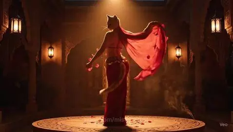 Voluptuous Tabby Cat Belly Dance by mistrprompt