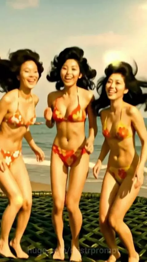 🎞️ 1970s Japanese Beach Beauties | Seaweed Trampoline Bounce... by mistrprompt