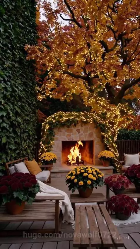 Autumn patio by novawolf0722