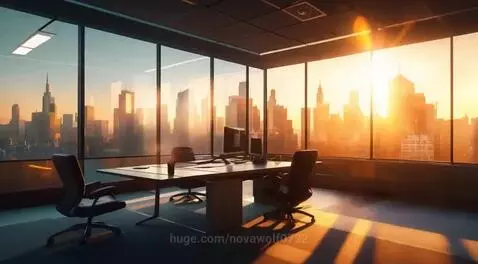 Office scene golden hour by novawolf0722