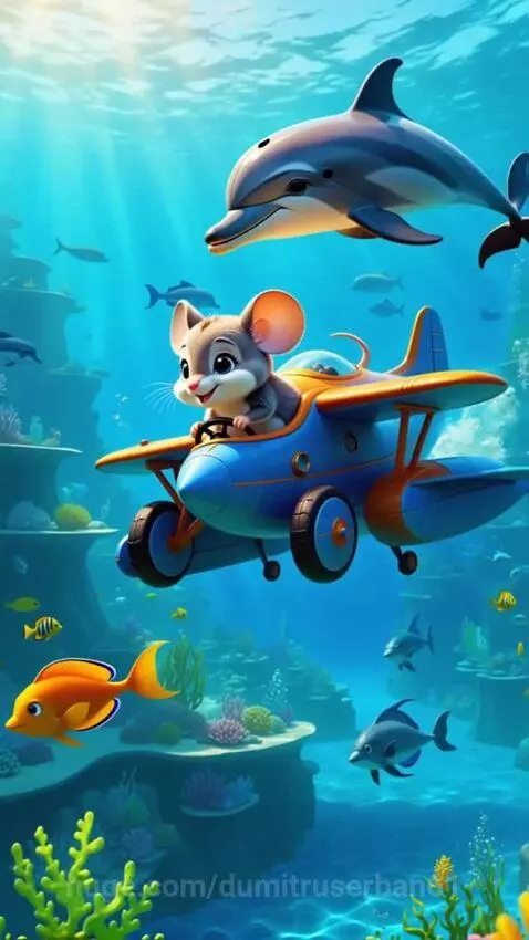 A cute mouse in a plane underwater by dumitruserban61