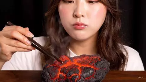 A woman eating lava by nmkenji
