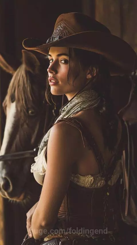 Cowgirl and Horse by foldingend