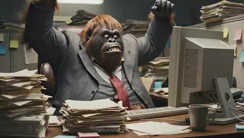 Monkey Office Meltdown by foldingend