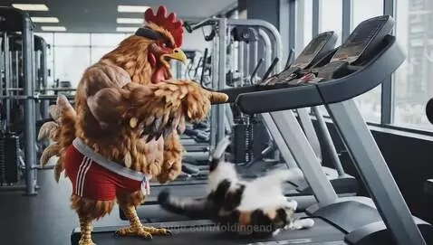 “Chicken Personal Trainer” by foldingend