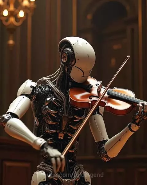 Robot Playing Violin by foldingend