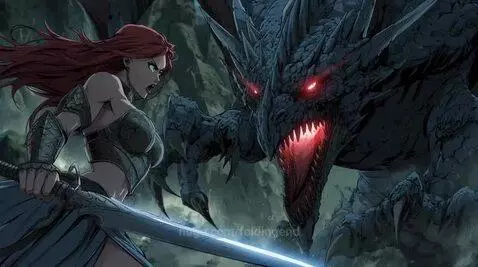 Midjourney -Red Sonja vs Dragon (music and sound added) by foldingend