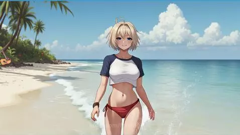 Anime Girl On The Beach by foldingend