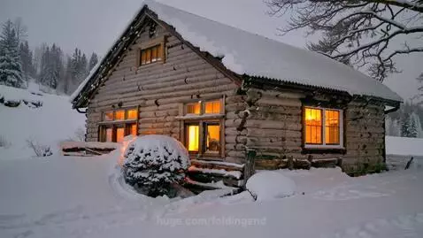 Winter Cabin by foldingend