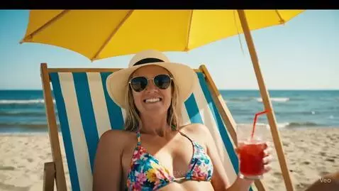 Woman on beach speaking Danish by executeai