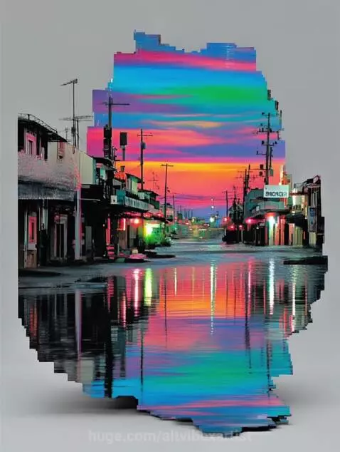 Incredible 3D Artwork: A Layered Cityscape at Sunset by altvibexartist