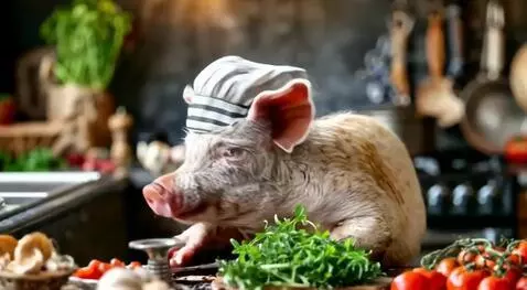 Chef pig at the kitchen by bern