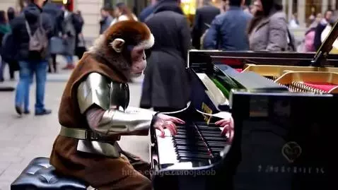 Monkey playing piano by azasoojacob
