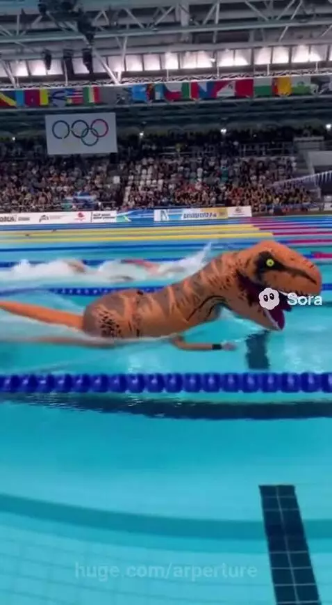 Inflatable T-Rex Olympic Swimming by arperture