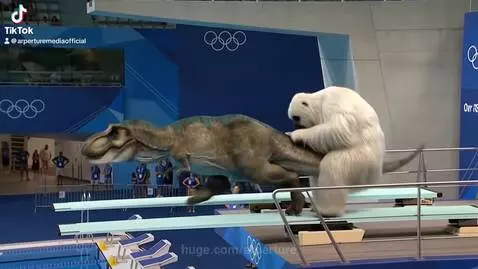 Olympic Doubles T-Rex/Yeti Diving by arperture