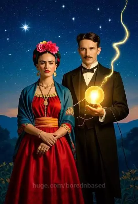 Frida Kahlo  and Nikolai Tesla by borednbased