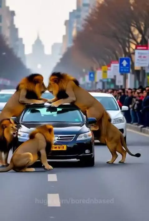 Lions attacking car 👀 by borednbased