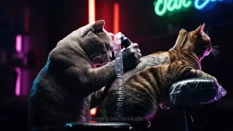 cat tattoing by onekalu