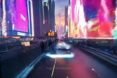 A futuristic city at sunset by jaywai