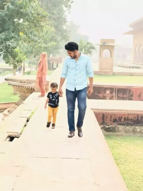 Daughter father walk together by sooraj