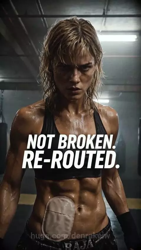 Muscular woman with blonde hair training Muay Thai in a boxing gym, showing powerful kicks and punches.