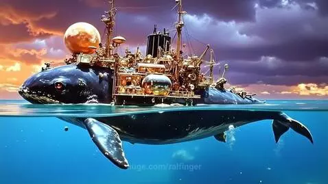 Retro Futuristic Whale by ralfinger